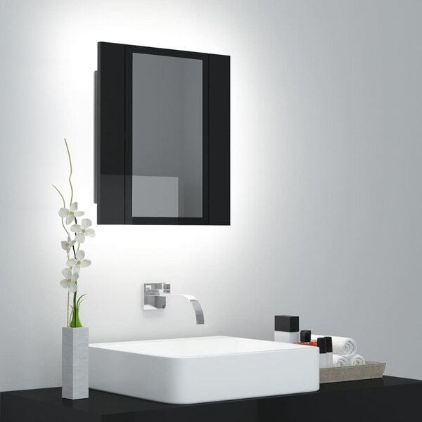 LED Bathroom Mirror Cabinet High Gloss Black 40x12x45 cm Acrylic