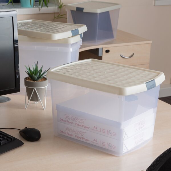 Wham Clip Pack of 4 22L Storage Boxes With Lids Stone