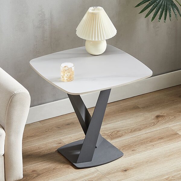 Amaari Sintered Stone Lamp Table With Anthracite Base