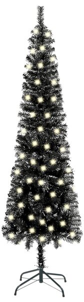 Slim Christmas Tree with LEDs Black 210 cm
