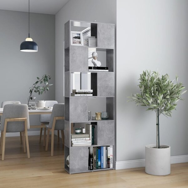 Book Cabinet Room Divider Concrete Grey 60x24x186 cm Engineered Wood