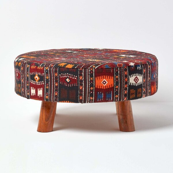 Homescapes Flat Kilim Footstool with Legs