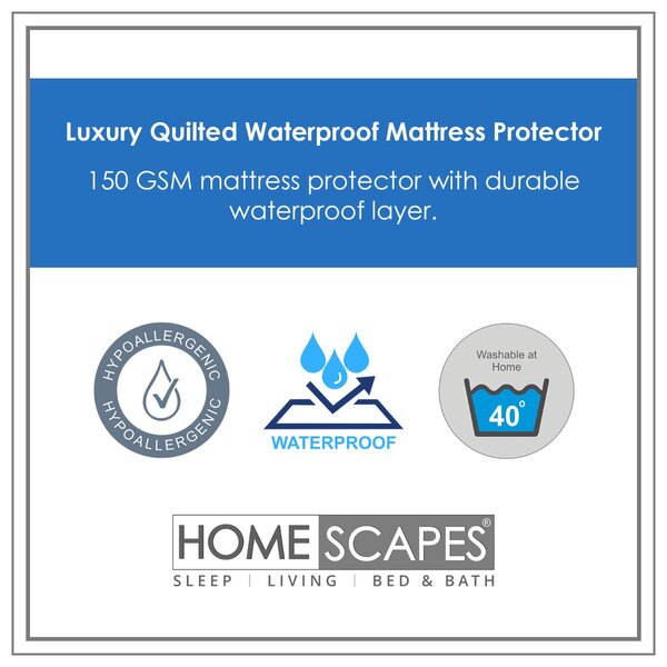 Homescapes Quilted Deep Fitted Waterproof Single Mattress Protector