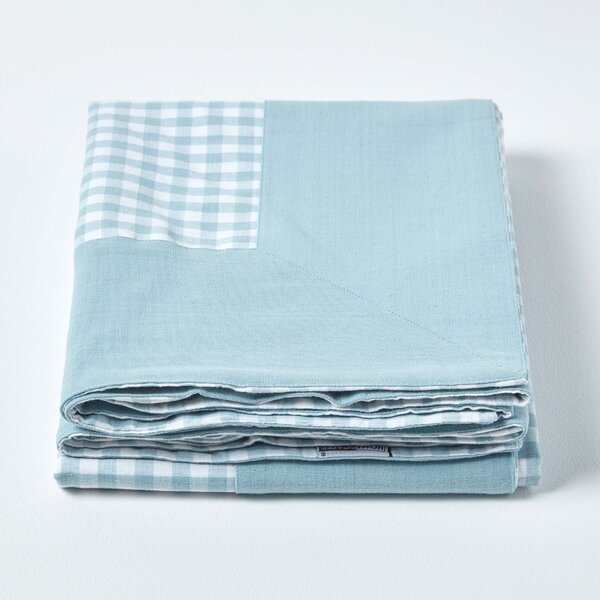 Homescapes Cotton Gingham Check Blue Throw, 150 x 200 cm