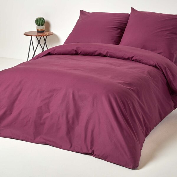 Plum European Egyptian Cotton Duvet Cover Set 200 TC, 155 x 220 cm