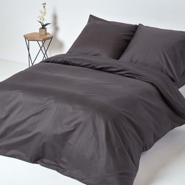 Dark Charcoal Grey European Egyptian Cotton Duvet Cover Set 1000 TC, 150 x 200 cm