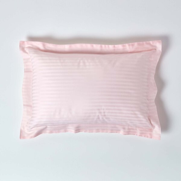 Homescapes Pink Egyptian Cotton Satin Stripe Oxford Pillowcase 330 TC