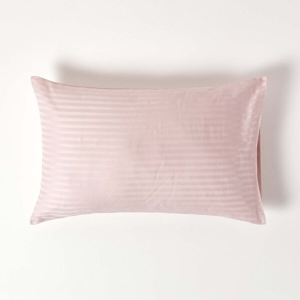 Dusky Pink Violet Egyptian Cotton Satin Stripe Housewife Pillowcase 330 TC