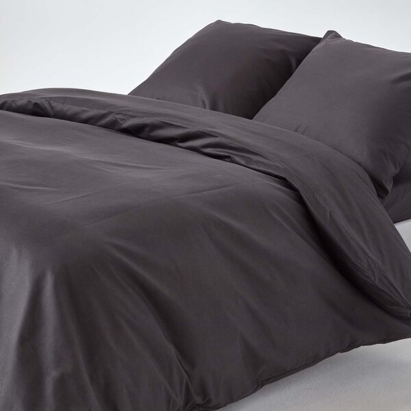 Dark Charcoal Grey European Egyptian Cotton Duvet Cover Set 1000 TC, 150 x 200 cm