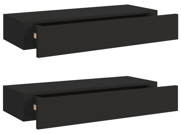 Wall-mounted Drawer Shelves 2 pcs Black 60x23.5x10cm MDF