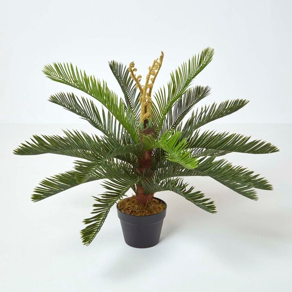 Artificial Palm Tree Lifelike Green Sago Pal Cycas Plant in Pot, 75 cm