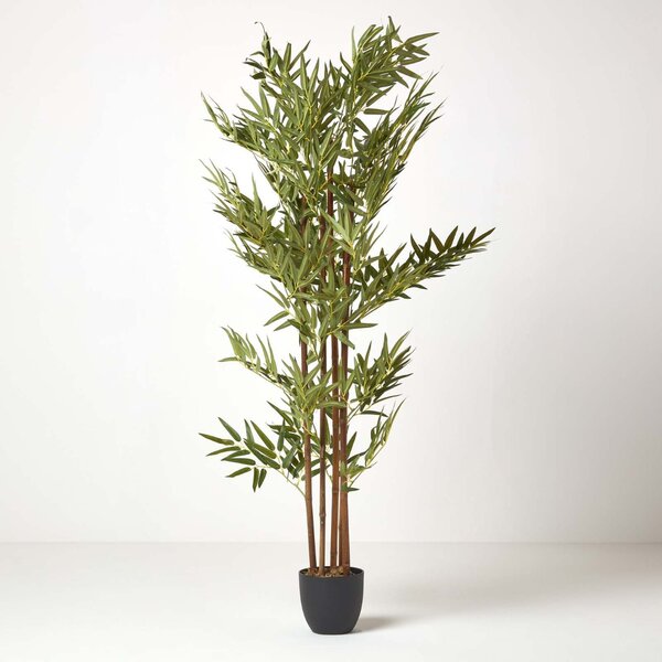 Homescapes Artificial Bamboo Plant in Pot with Real Bamboo Stems, 155cm