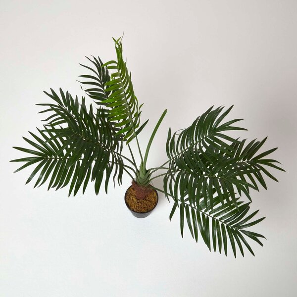 Homescapes Lifelike Artificial Palm Tree Plant in Black Pot, 70cm