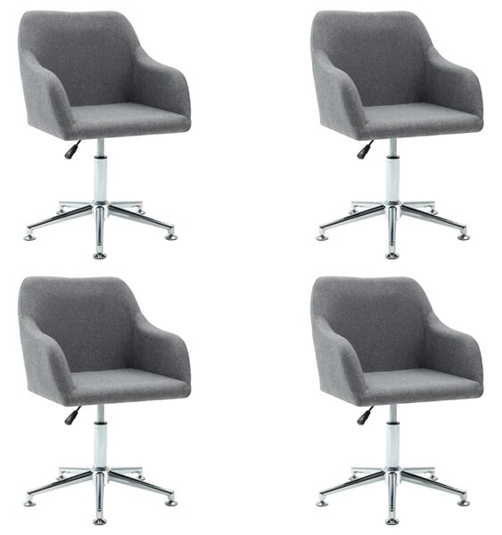 Swivel Dining Chairs 4 pcs Light Grey Fabric