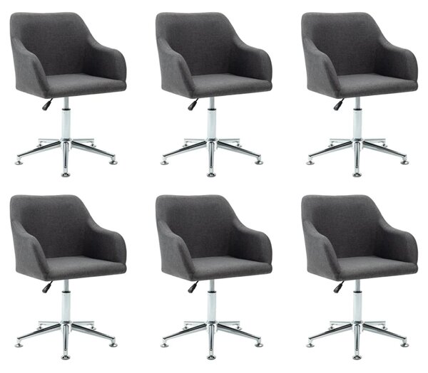 Swivel Dining Chairs 6 pcs Dark Grey Fabric