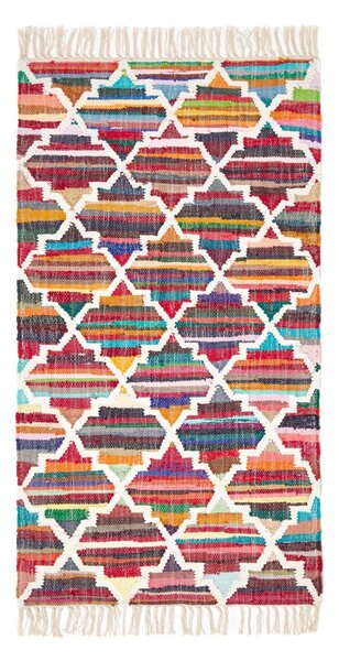 Amsterdam Handwoven Multi Coloured 100% Cotton Chindi Kilim Pattern Rug, 90 x 150 cm