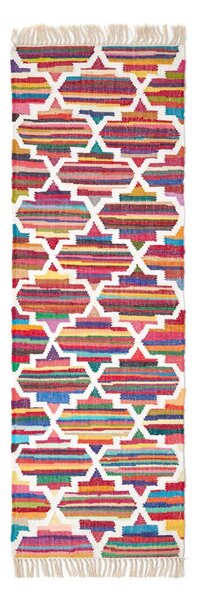 Amsterdam Handwoven Multi Coloured 100% Cotton Chindi Kilim Hall Runner, 66 x 200 cm