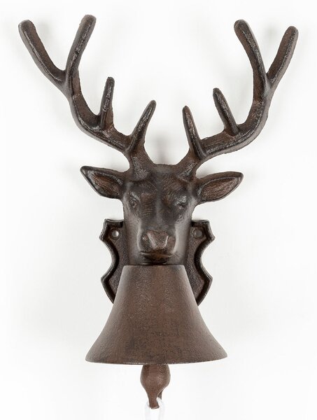 Homescapes Brown Cast Iron Deer Head Traditional Hanging Doorbell