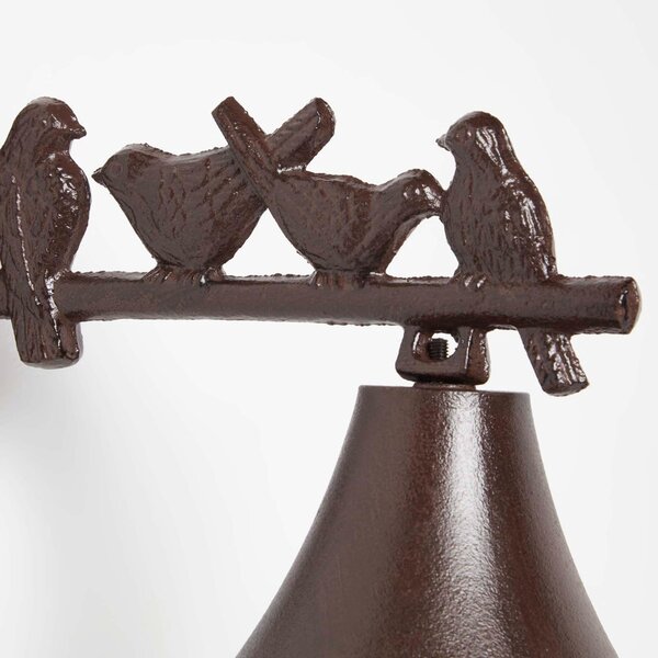 Homescapes Brown Cast Iron Perched Birds Traditional Hanging Doorbell