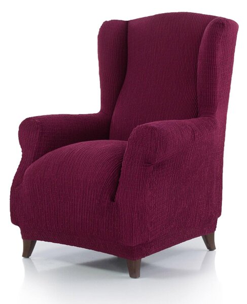 Luxury ‘Clare’ Winged Armchair Cover Multi-Stretch Slipcover Protector, Purple