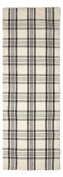 Logan Black and White Tartan Check Non-Slip 100% Wool Hall Runner, 66 x 200 cm