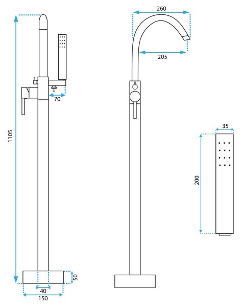 Free-standing faucet Rea MONO Chrome