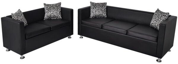 Sofa Set Artificial Leather 3-Seater and 2-Seater Black