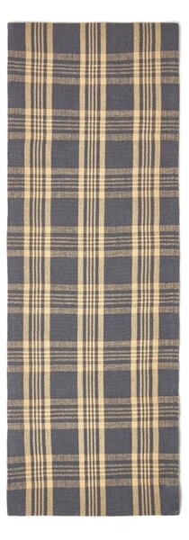 Douglas Grey and Yellow Tartan Check Non-Slip 100% Wool Hall Runner, 66 x 200 cm