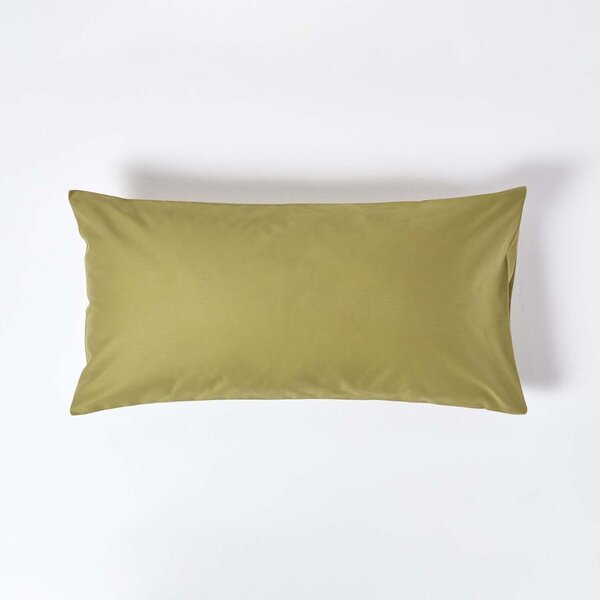 Homescapes Olive Green Cotton Housewife Pillowcase 1000 TC, King Size