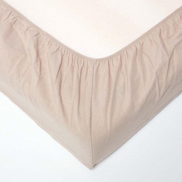 Homescapes Natural Linen Fitted Sheet, King