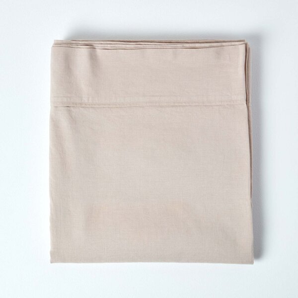 Homescapes Natural Linen Flat Sheet, Single