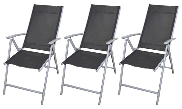 Folding Garden Chairs 3 pcs Aluminium Black