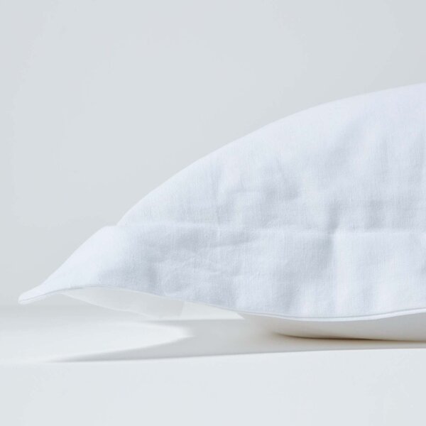 Homescapes White Linen Oxford Pillowcase, Standard