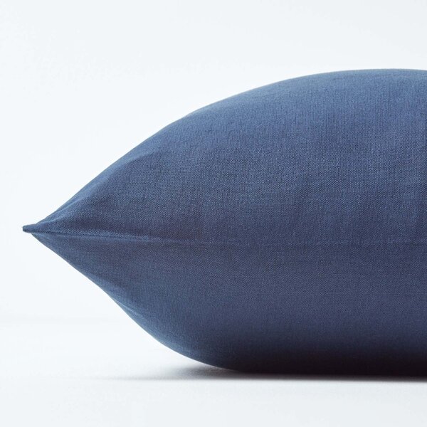 Homescapes Navy Blue European Linen Pillowcase, 40 x 40 cm