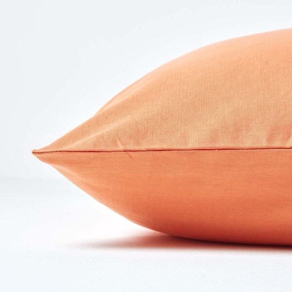 Homescapes Burnt Orange European Linen Pillowcase, 40 x 40 cm