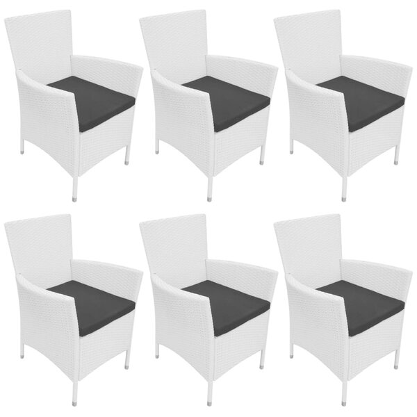 Garden Chairs 6 pcs with Cushions Poly Rattan Cream White