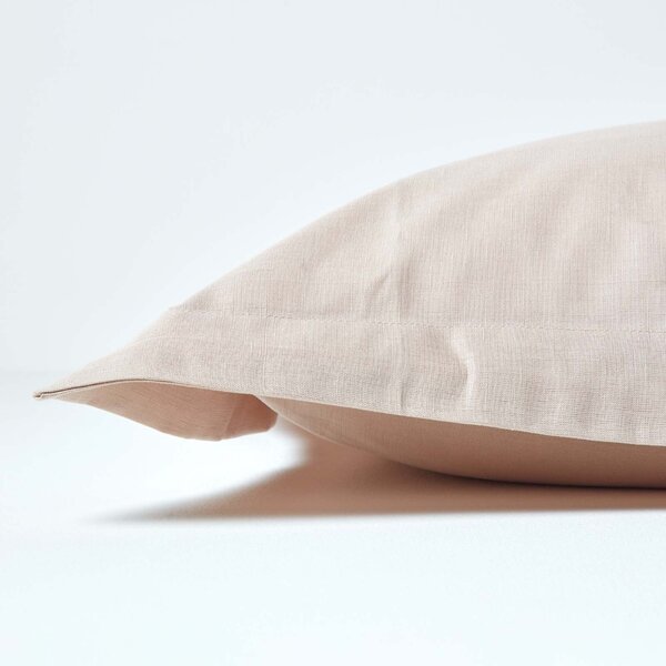 Homescapes Natural Linen Oxford Pillowcase, Standard