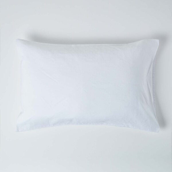 Homescapes White Linen Housewife Pillowcase, Standard