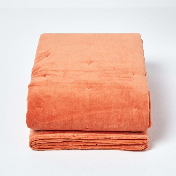 Luxury Soft Cotton Burnt Orange Velvet Throw Blanket 125 x 150 cm