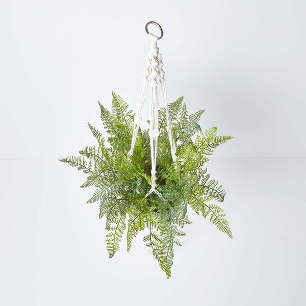 Lifelike Potted Fern Artificial Hanging Plant In Grey Pot 95cm Long