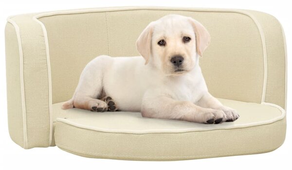 Foldable Dog Sofa Cream 76x71x30 cm Linen Washable Cushion