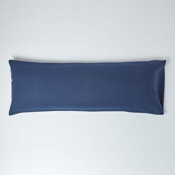 Homescapes Navy Blue Linen Body Pillowcase