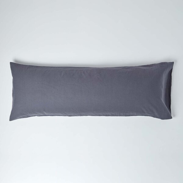 Homescapes Dark Grey Linen Body Pillowcase