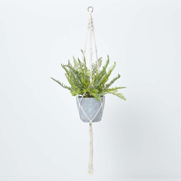 Lifelike Potted Fern Artificial Hanging Plant In Grey Pot 95cm Long