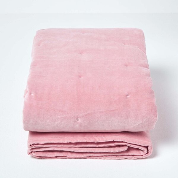 Luxury Soft Cotton Dusky Pink Velvet Throw Blanket 125 x 150 cm