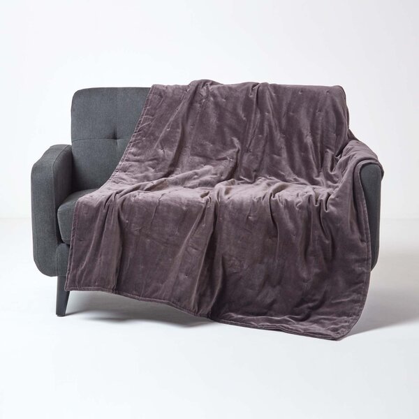 Luxury Soft Cotton Dark Grey Velvet Throw Blanket 125 x 150 cm