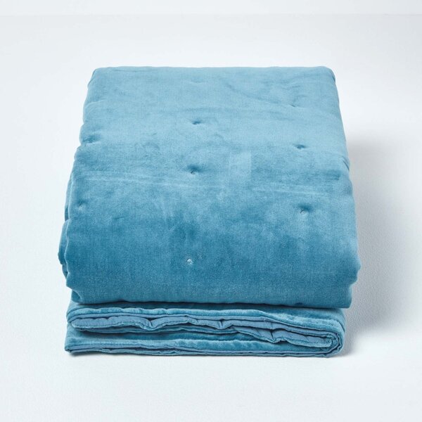 Luxury Soft Cotton Light Blue Velvet Throw Blanket 125 x 150 cm