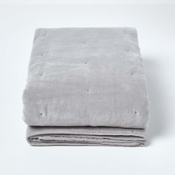 Luxury Soft Cotton Silver Grey Velvet Throw Blanket 125 x 150 cm