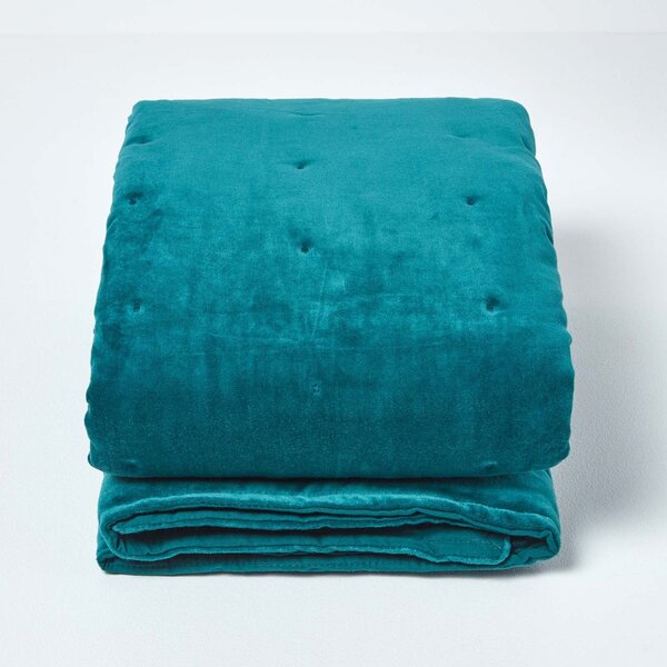 Luxury Soft Cotton Teal Green Velvet Throw Blanket 125 x 150 cm