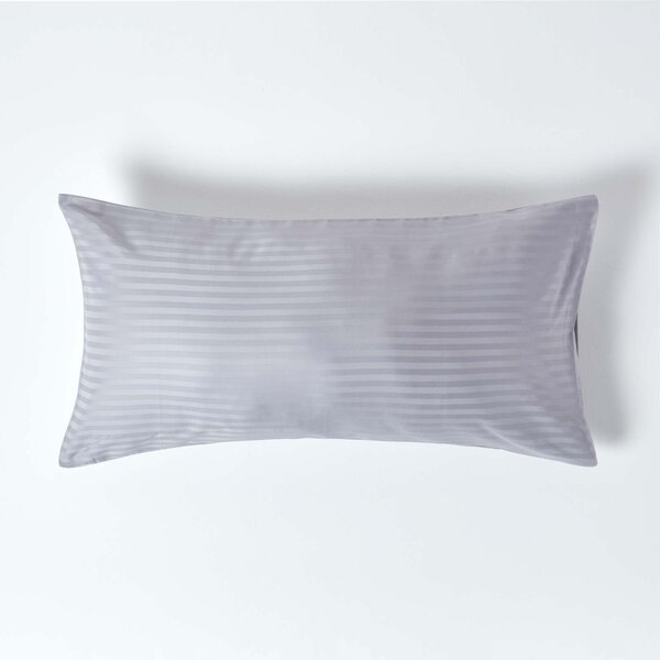 Grey Egyptian Cotton Satin Stripe Housewife Pillowcase, King Size